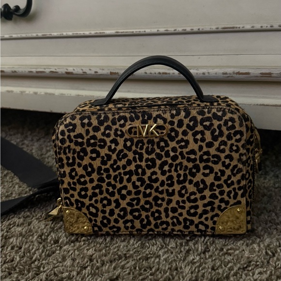 Michael Kors Leopard Print Mini Bag with Gold Accents - Picture 1 of 7